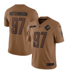 Men Detroit Lions 97 Aidan Hutchinson 2023 Brown Salute To Service Limited Stitched Jersey