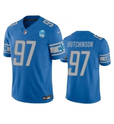 Men Detroit Lions 97 Aidan Hutchinson Blue 2023 F U S E  90th Anniversary Vapor Untouchable Limited Stitched Jersey