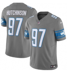 Men Detroit Lions 97 Aidan Hutchinson Grey 2023 F U S E  Vapor Untouchable Limited Stitched Jersey