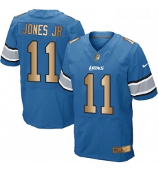 Men Nike Detroit Lions 11 Marvin Jones Jr Elite BlueGold Team Color NFL Jersey