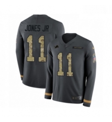 Men Nike Detroit Lions 11 Marvin Jones Jr Limited Black Salute to Service Therma Long Sleeve NFL Jersey
