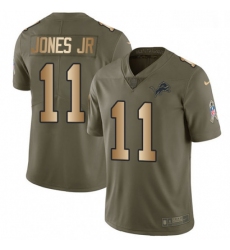 Men Nike Detroit Lions 11 Marvin Jones Jr Limited OliveGold Salute to Service NFL Jersey