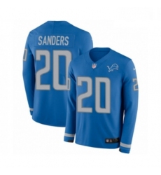 Men Nike Detroit Lions 20 Barry Sanders Limited Blue Therma Long Sleeve NFL Jersey
