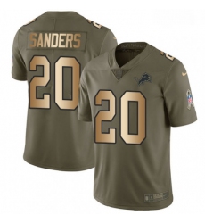 Men Nike Detroit Lions 20 Barry Sanders Limited OliveGold Salute to Service NFL Jersey