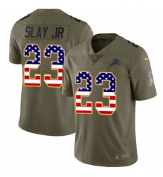 Men Nike Detroit Lions 23 Darius Slay Jr Limited Olive USA Flag Salute to Service NFL Jersey