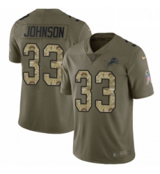 Men Nike Detroit Lions 33 Kerryon Johnson Limited OliveCamo Salute to Service NFL Jersey