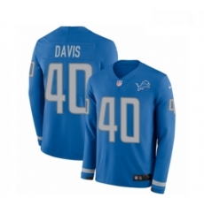 Men Nike Detroit Lions 40 Jarrad Davis Limited Blue Therma Long Sleeve NFL Jersey