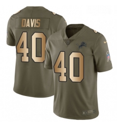 Men Nike Detroit Lions 40 Jarrad Davis Limited OliveGold Salute to Service NFL Jersey