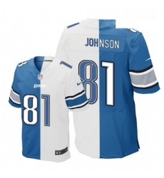 Men Nike Detroit Lions 81 Calvin Johnson Elite BlueWhite Split Fashion NFL Jersey