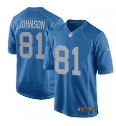Men Nike Detroit Lions 81 Calvin Johnson Game Blue Alternate NFL Jersey