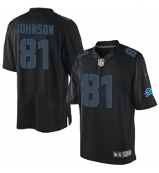 Men Nike Detroit Lions 81 Calvin Johnson Limited Black Impact NFL Jersey