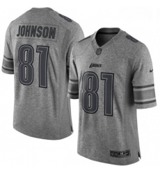 Men Nike Detroit Lions 81 Calvin Johnson Limited Gray Gridiron NFL Jersey