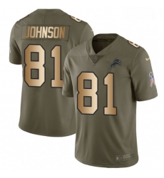 Men Nike Detroit Lions 81 Calvin Johnson Limited OliveGold Salute to Service NFL Jersey