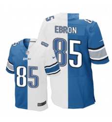 Men Nike Detroit Lions 85 Eric Ebron Elite BlueWhite Split Fashion NFL Jersey