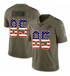 Men Nike Detroit Lions 85 Eric Ebron Limited OliveUSA Flag Salute to Service NFL Jersey