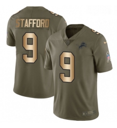 Men Nike Detroit Lions 9 Matthew Stafford Limited OliveGold Salute to Service NFL Jersey