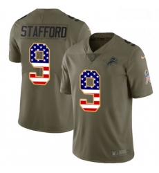 Men Nike Detroit Lions 9 Matthew Stafford Limited OliveUSA Flag Salute to Service NFL Jersey