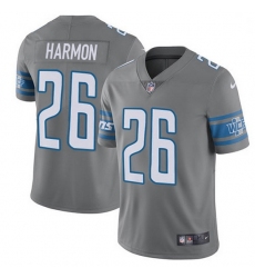 Nike Detroit Lions 26 Duron Harmon Gray Men Stitched NFL Limited Rush Jersey