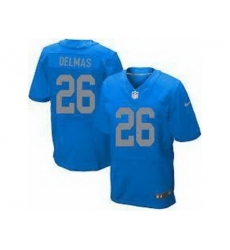 Nike Detroit Lions 26 Louis Delmas Light Blue Elite NFL Jersey