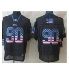 Nike Detroit Lions 90 Ndamukong Suh Black Elite USA Flag Fashion NFL Jersey