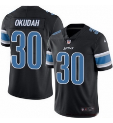 Nike Lions 30 Jeff Okudah Black Men Stitched NFL Limited Rush Jersey
