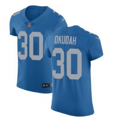 Nike Lions 30 Jeff Okudah Blue Throwback Men Stitched NFL Vapor Untouchable Elite Jersey