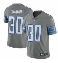 Nike Lions 30 Jeff Okudah Gray Men Stitched NFL Limited Rush Jersey