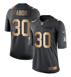 Nike Lions #30 Teez Tabor Black Mens Stitched NFL Limited Gold Salute To Service Jersey