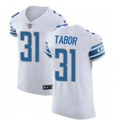 Nike Lions #31 Teez Tabor White Mens Stitched NFL Vapor Untouchable Elite Jersey