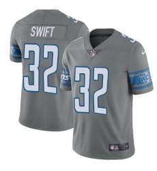 Nike Lions 32 D 27Andre Swift Gray Men Stitched NFL Limited Rush Jersey