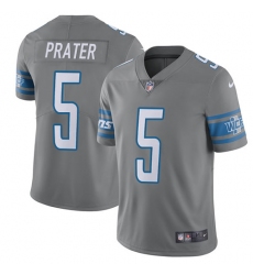 Nike Lions #5 Matt Prater Gray Mens Stitched NFL Limited Rush Jersey