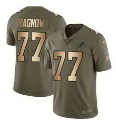Nike Lions 77 Frank Ragnow Olive Gold Salute To Service Limited Jersey