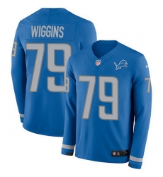 Nike Lions 79 Kenny Wiggins Blue Team Color Men Stitched NFL Limited Therma Long Sleeve Jersey