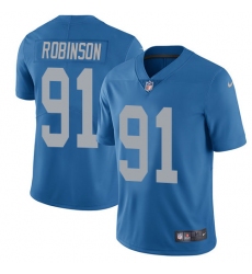 Nike Lions #91 Ashawn Robinson Blue Throwback Mens Stitched NFL Vapor Untouchable Limited Jersey