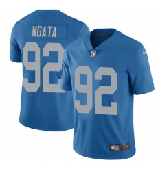 Nike Lions #92 Haloti Ngata Blue Throwback Mens Stitched NFL Limited Jersey