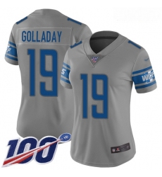 Lions #19 Kenny Golladay Gray Women Stitched Football Limited Inverted Legend 100th Season Jersey