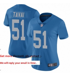 Lions 51 Jahlani Tavai Blue Throwback Women Stitched Football Vapor Untouchable Limited Jersey