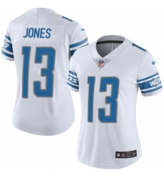 Nike Lions #13 T J Jones White Womens Stitched NFL Vapor Untouchable Limited Jersey