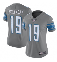 Nike Lions #19 Kenny Golladay Gray Womens Stitched NFL Limited Rush Jersey