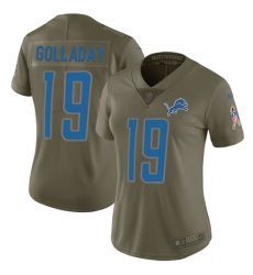 Nike Lions #19 Kenny Golladay Olive Womens Stitched NFL Limited 2017 Salute to Service Jersey