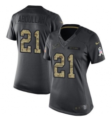 Nike Lions #21 Ameer Abdullah Black Womens Stitched NFL Limited 2016 Salute to Service Jersey