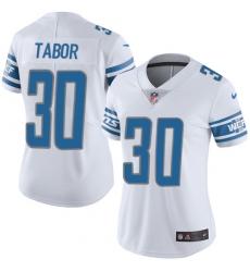 Nike Lions #30 Teez Tabor White Womens Stitched NFL Vapor Untouchable Limited Jersey