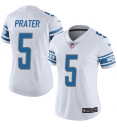 Nike Lions #5 Matt Prater White Womens Stitched NFL Limited Jersey