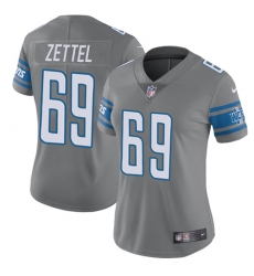 Nike Lions #69 Anthony Zettel Gray Womens Stitched NFL Limited Rush Jersey