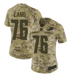 Nike Lions #76 T J  Lang Camo Women Stitched NFL Limited 2018 Salute to Service Jersey