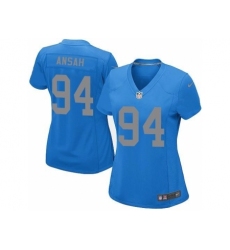 Nike NFL Detroit Lions #94 Ziggy Ansah Elite Women's Blue Alternate Jersey