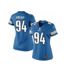 Nike NFL Detroit Lions #94 Ziggy Ansah Elite Women's Light Blue Team Color Jersey