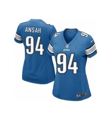 Nike NFL Detroit Lions #94 Ziggy Ansah Game Women's Light Blue Team Color Jersey