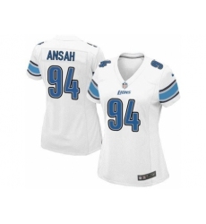 Nike NFL Detroit Lions #94 Ziggy Ansah Limited Women's Road White Jersey