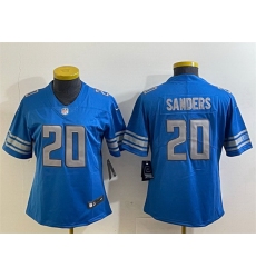 Women Detroit Lions 20 Barry Sanders Blue Vapor Limited Stitched Football Jersey 
